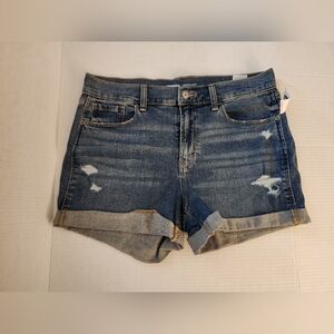Old Navy Boyfriend Short Mid-Rise Distressed Blue Jean Shorts